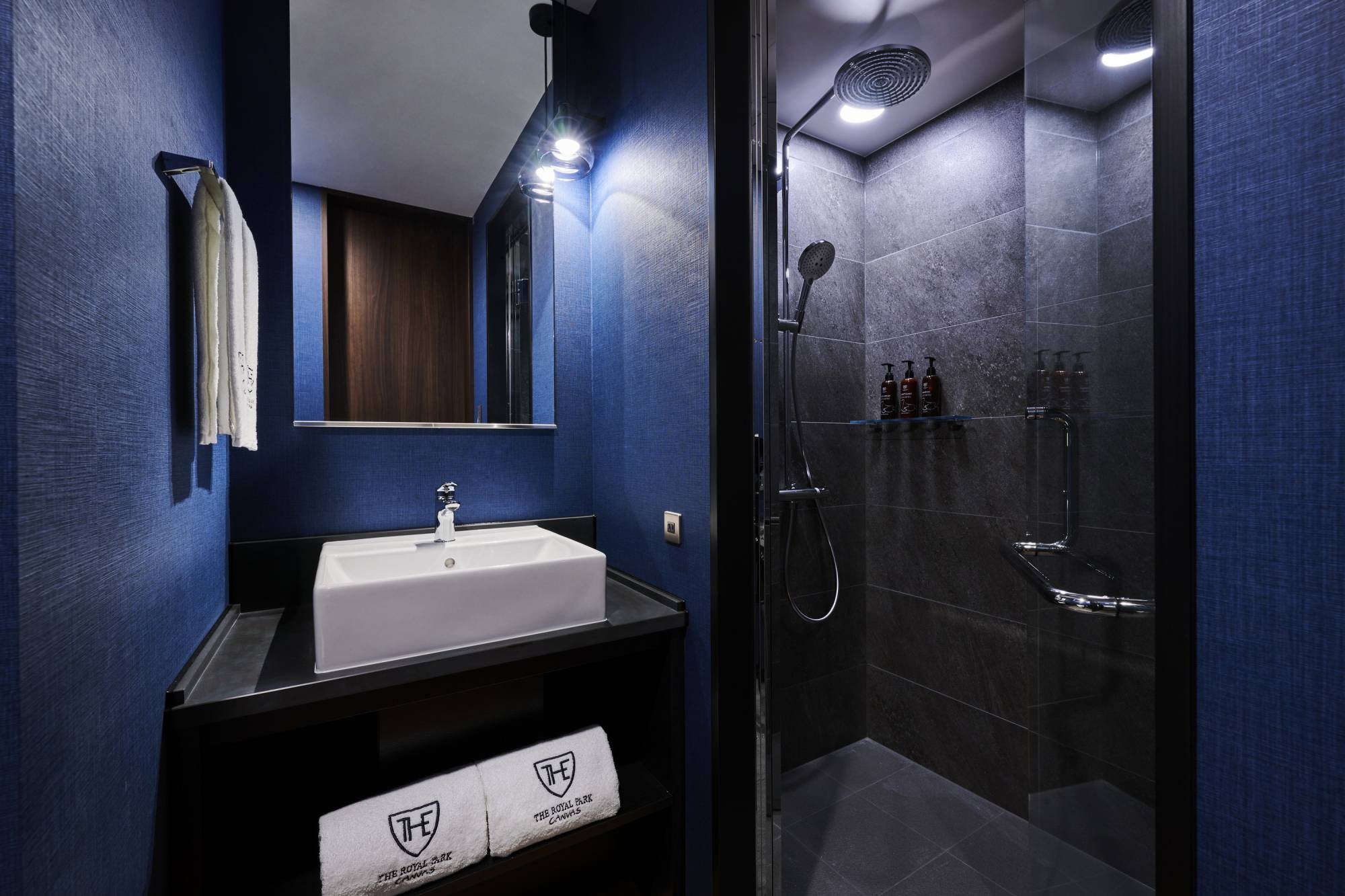 コンフォート ダブルの洗面台とシャワーブース